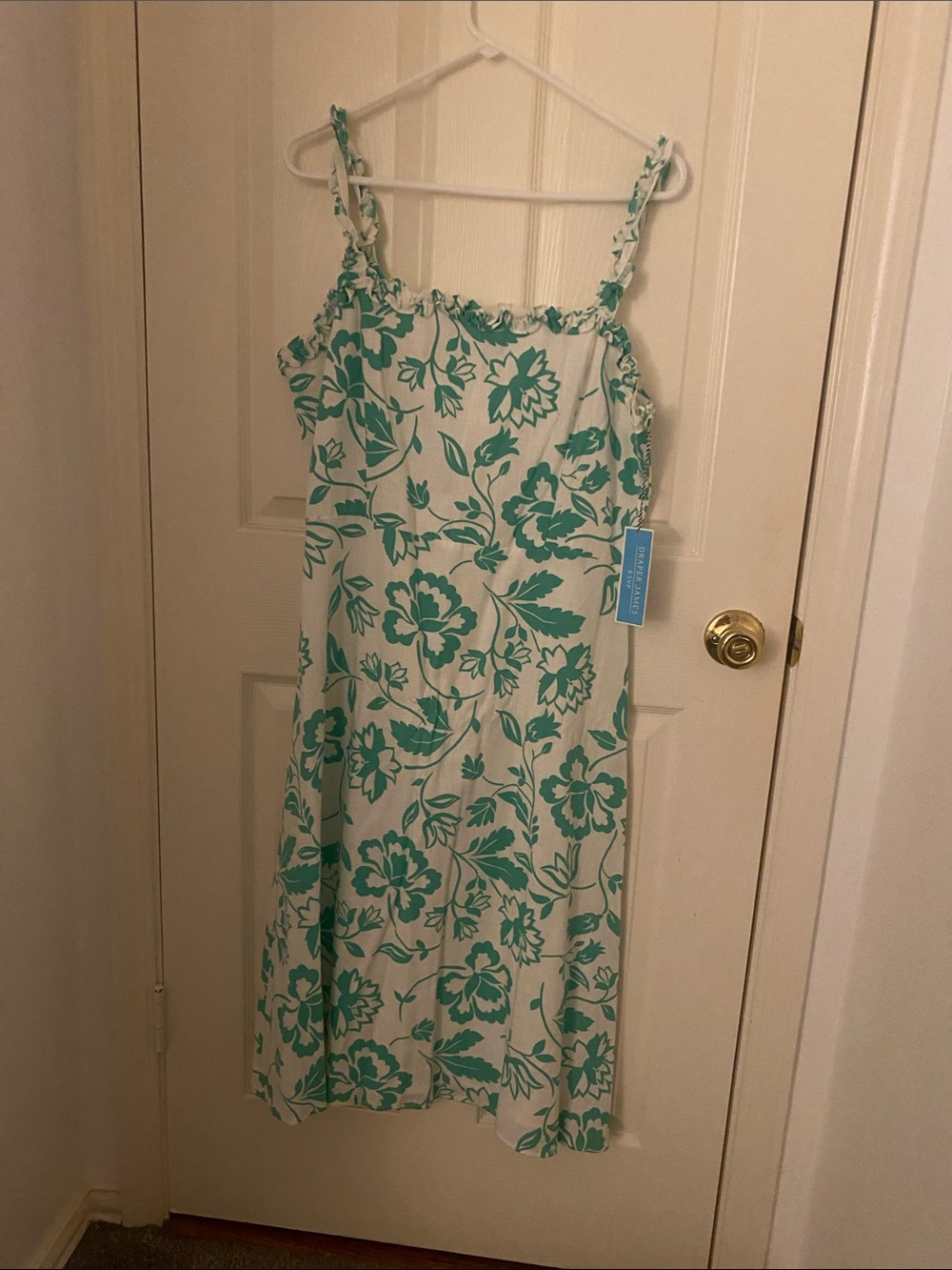 Draper James White Maxi Dress with Teal Floral Motif